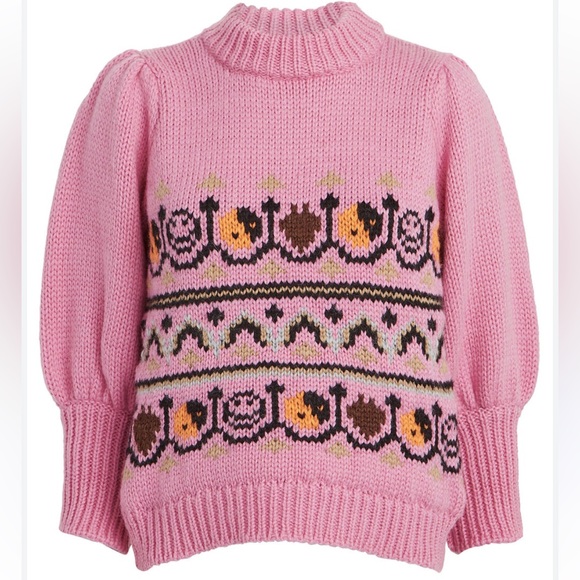 Ganni Pink Patterned Wool Sweater - Picture 3 of 6